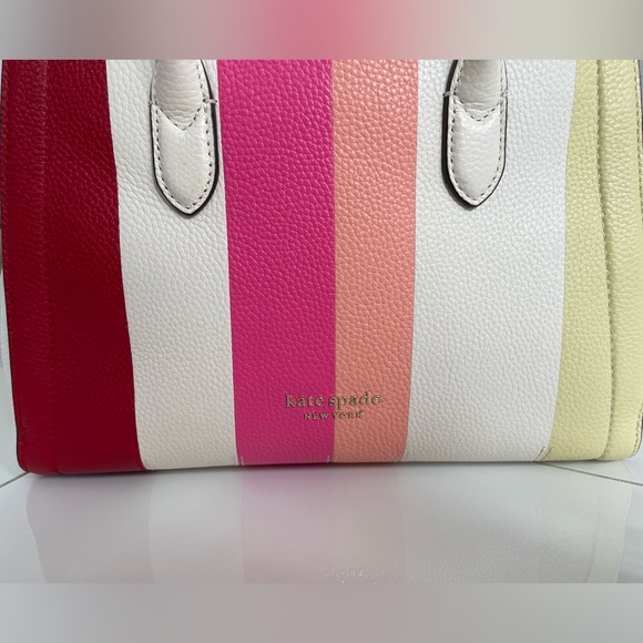 Authentic Kate Spade crossbody striped bag. White, pink, red, and yellow. - Picture 2 of 7